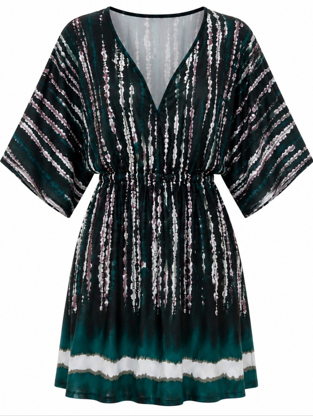 SHE'S COOL | Jewel Tone Watercolor Dark Fairy Flowy Tunic Stretchy Dress | S